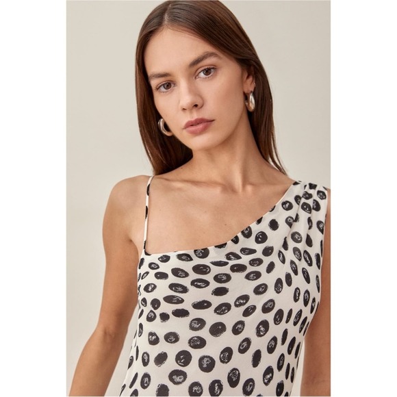 Reformation Black and White Polka Dot Midi Dress - Picture 2 of 8